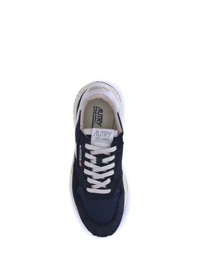 Autry Reelwind Low Cracked-leather Trimmed Suede And Shell Sneakers