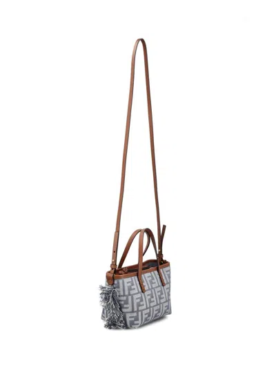 Fendi Chic Shoulder Bag With Fringe And Handles In Gray