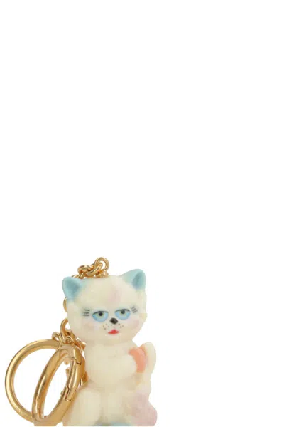 Valentino Le Chat De La Maison Gold-tone And Plastic Key Fob In Gold
