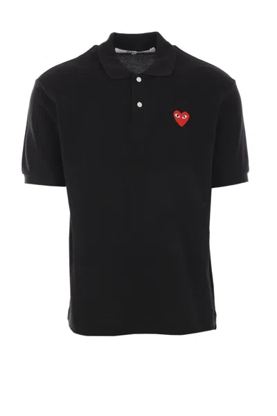 Comme Des Garçons Play Heart Embroidered Polo Collar Short Sleeves