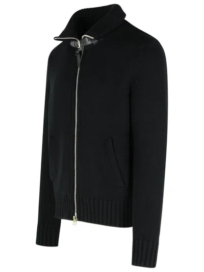 Tom Ford Wool Sweater With Front Pockets And High Collar In Black