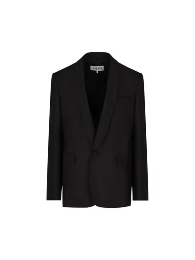 Loewe Black Wool Blend Blazer In Black