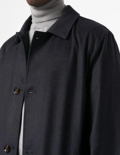 Kired Single-breasted Cashmere Coat In Blue