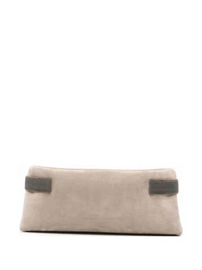 Brunello Cucinelli Women Suede Leather Clutch Bag