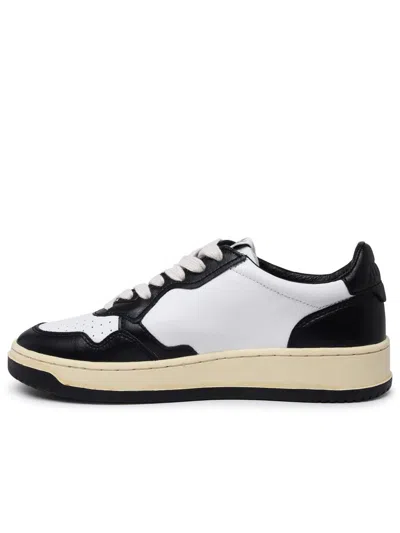 Autry Low-top Sneakers With Textured And Smooth Leather Design In White