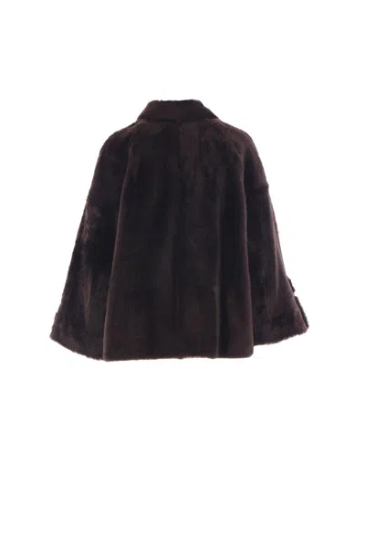 Brunello Cucinelli Double-breasted Reversible Fur Jacket With Front Pockets In Brown