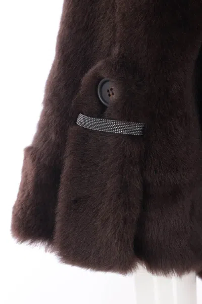 Brunello Cucinelli Double-breasted Reversible Fur Jacket With Front Pockets In Brown