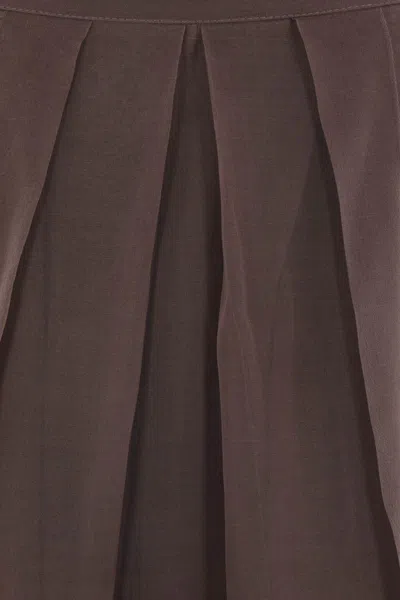 Brunello Cucinelli Pleated Midi Skirt In Brown