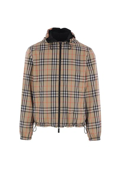 Burberry Printed Polyester Reversible Jacket In Neutral