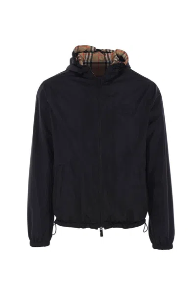 Burberry Printed Polyester Reversible Jacket In Neutral