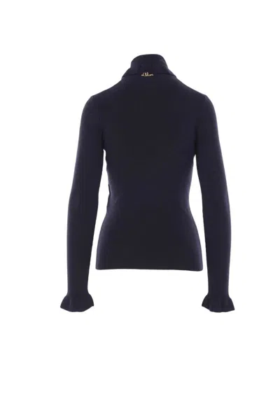 Chloé Wool And Cotton Turtleneck Pullover In Blue