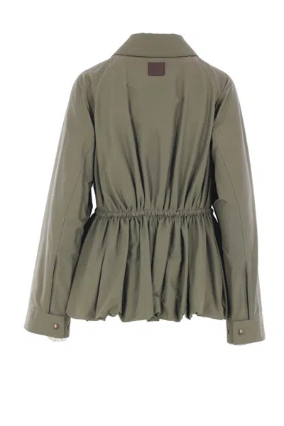 Loewe Womens Khaki Green Drawstring-waist Cotton-blend Jacket In Green