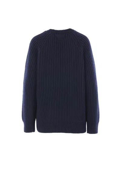 Prada Dark Blue Wool Blend Sweater In Blue