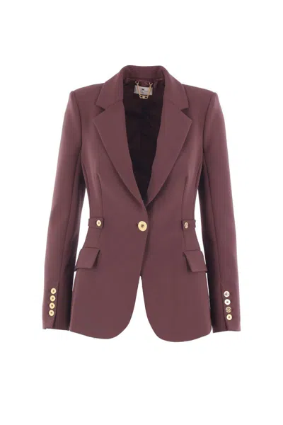 Elisabetta Franchi Padded-shoulders Blazer In Pink
