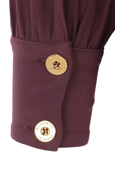 Elisabetta Franchi Logo Metal Detail Collar Shirt In Burgundy