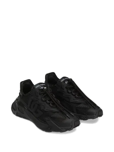 Dolce & Gabbana Daymaster Black Leather Blend Sneakers In Multi