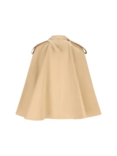 Burberry Double-breasted Short Trench Cape In Brown