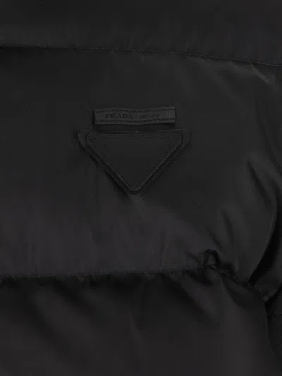 Prada Quilted Nylon Jacket Zip Pockets In Black