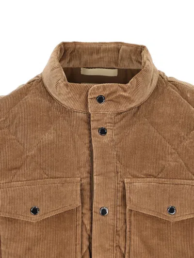 Woolrich Sleeveless Vest With Pockets In Brown