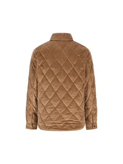 Woolrich Corduroy Quilted Chest Pockets Long Sleeves In Brown