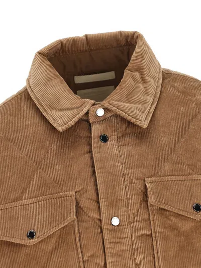 Woolrich Corduroy Quilted Chest Pockets Long Sleeves In Brown