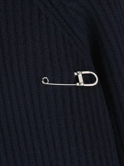 Prada Wool Blend Sweater With Safety Pin Detail