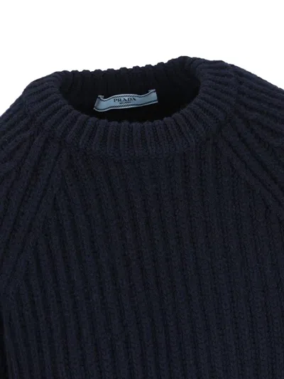 Prada Wool Blend Sweater With Safety Pin Detail