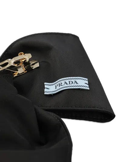 Prada Brass Hair Clip With Maxi Bow Design In Black
