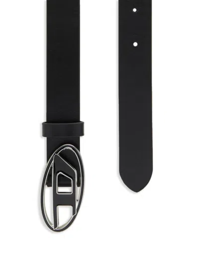 Diesel B 1dr 25 Black Leather Belt With Distinctive Logo Buckle