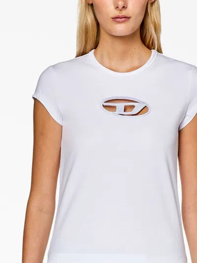 Diesel T-angie T-shirt In Stretch Cotton In White