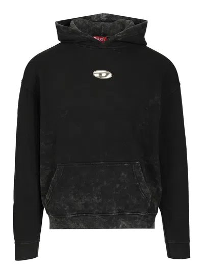 Diesel Hooded Sweatshirt Kangaroo Pockets In Black