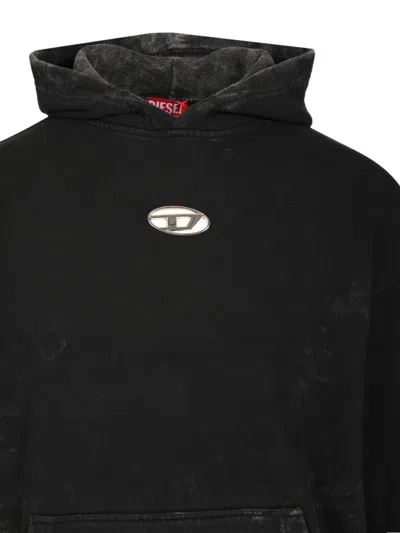 Diesel Hooded Sweatshirt Kangaroo Pockets In Black