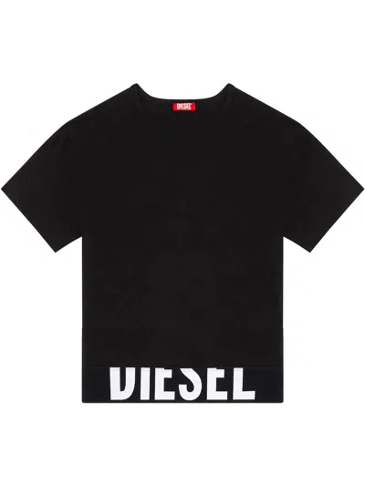 Diesel Uftee Sport Cropped T Shirt In Black