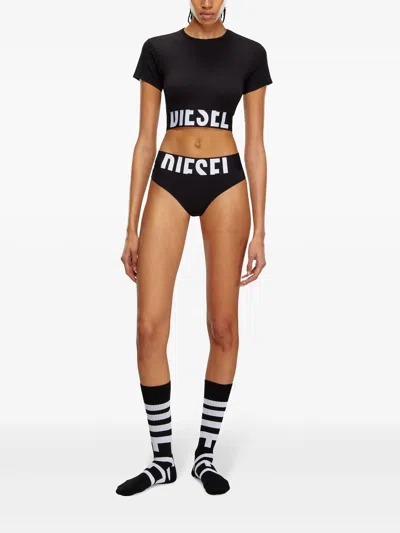 Diesel Uftee Sport Cropped T Shirt In Black