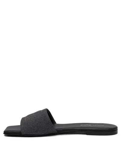 Courrèges Minimalist Grey Leather And Cotton Sandals In Multi