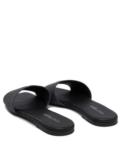 Courrèges Minimalist Grey Leather And Cotton Sandals In Multi
