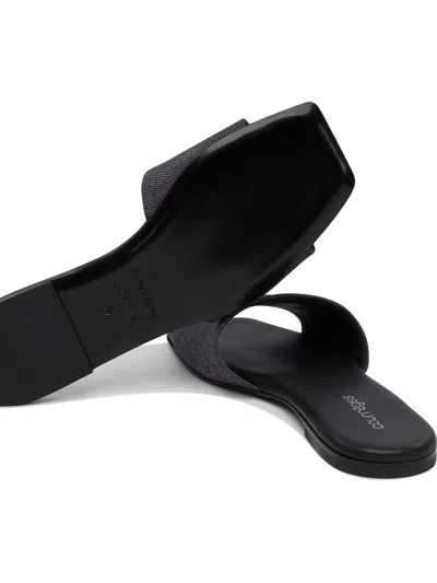 Courrèges Minimalist Grey Leather And Cotton Sandals In Multi