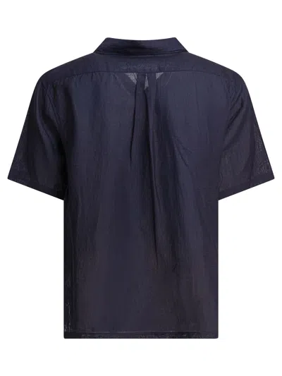 Nonnative Short-sleeve Linen Shirt With Classic Collar In Blue