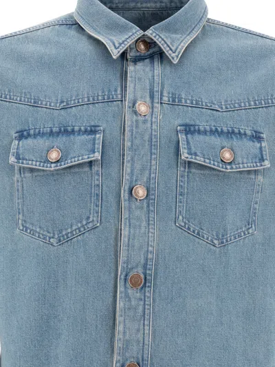 Tom Ford Light Blue Western Panel Shirt With Flap Pockets