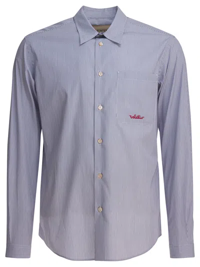 Valentino Garavani Striped Shirt Shirt And Blouse Light Blue In Gray