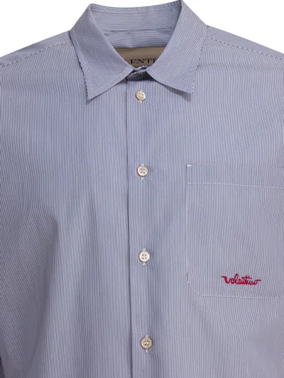 Valentino Garavani Striped Shirt Shirt And Blouse Light Blue In Gray