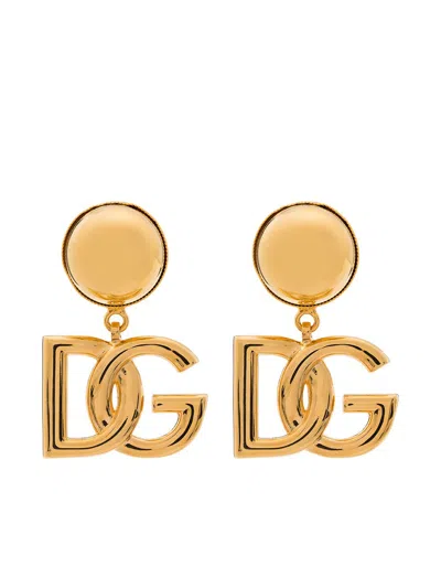 Dolce & Gabbana Dg Logo Drop Pendant Necklace In Gold