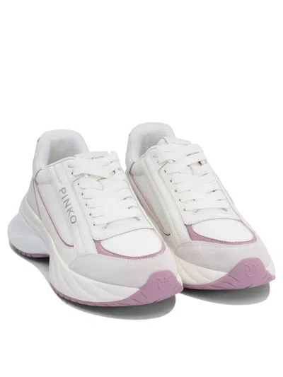 Pinko Ariel Leather And Suede Low-top Sneakers In White