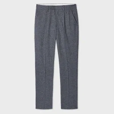 Ps By Paul Smith Slate Blue Cotton-linen Melange Trousers In Gray