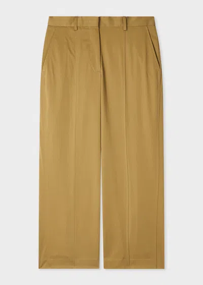 Paul Smith Women's Khaki Cotton Cropped Trousers Green