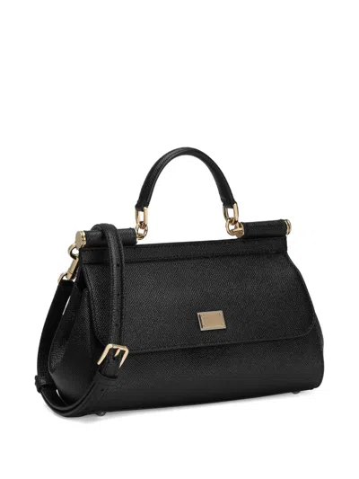 Dolce & Gabbana Sicily Medium Leather Handbag In Black