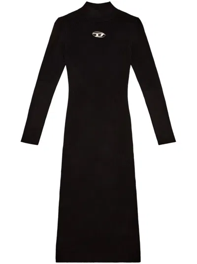 Diesel Ribbed Knit Bodycon Mini Dress With Cut-out Details In Black