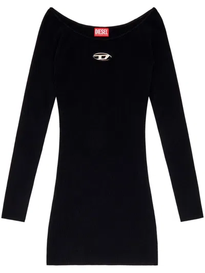 Diesel Black U Neck Dress With D-logo