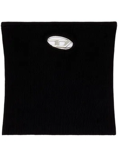 Diesel Ribbed Viscose Cropped Top M-clarksvillex In Black