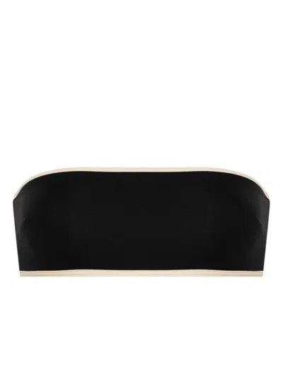 Totême Strapless Bikini Top With Contrasting Edges In Black  